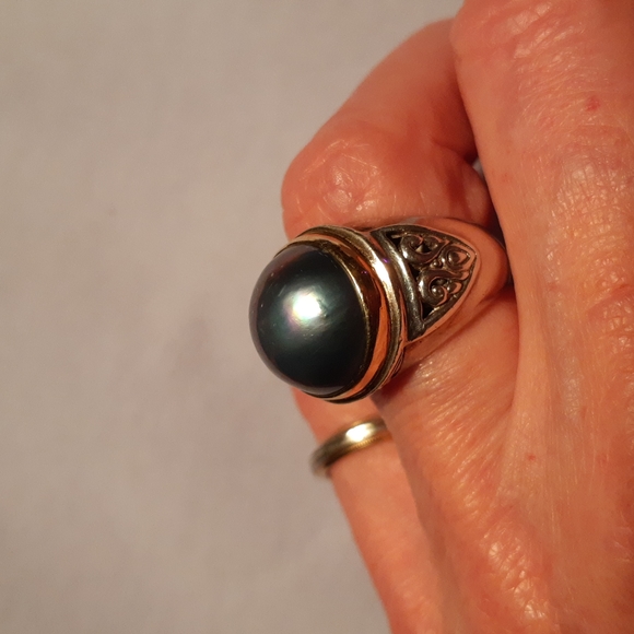 Sterling Silver with Blue Pearl Ring - Picture 7 of 8